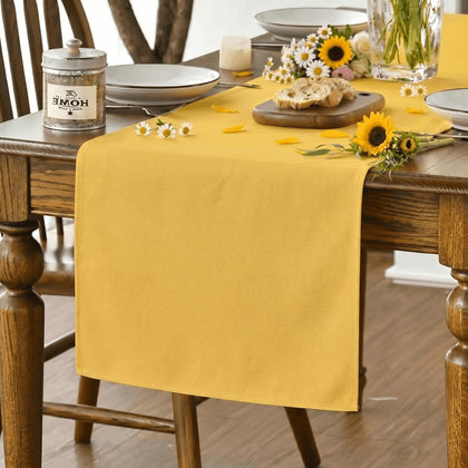 Artoid Mode Yellow Table Runner close-up stitching shows durable quality