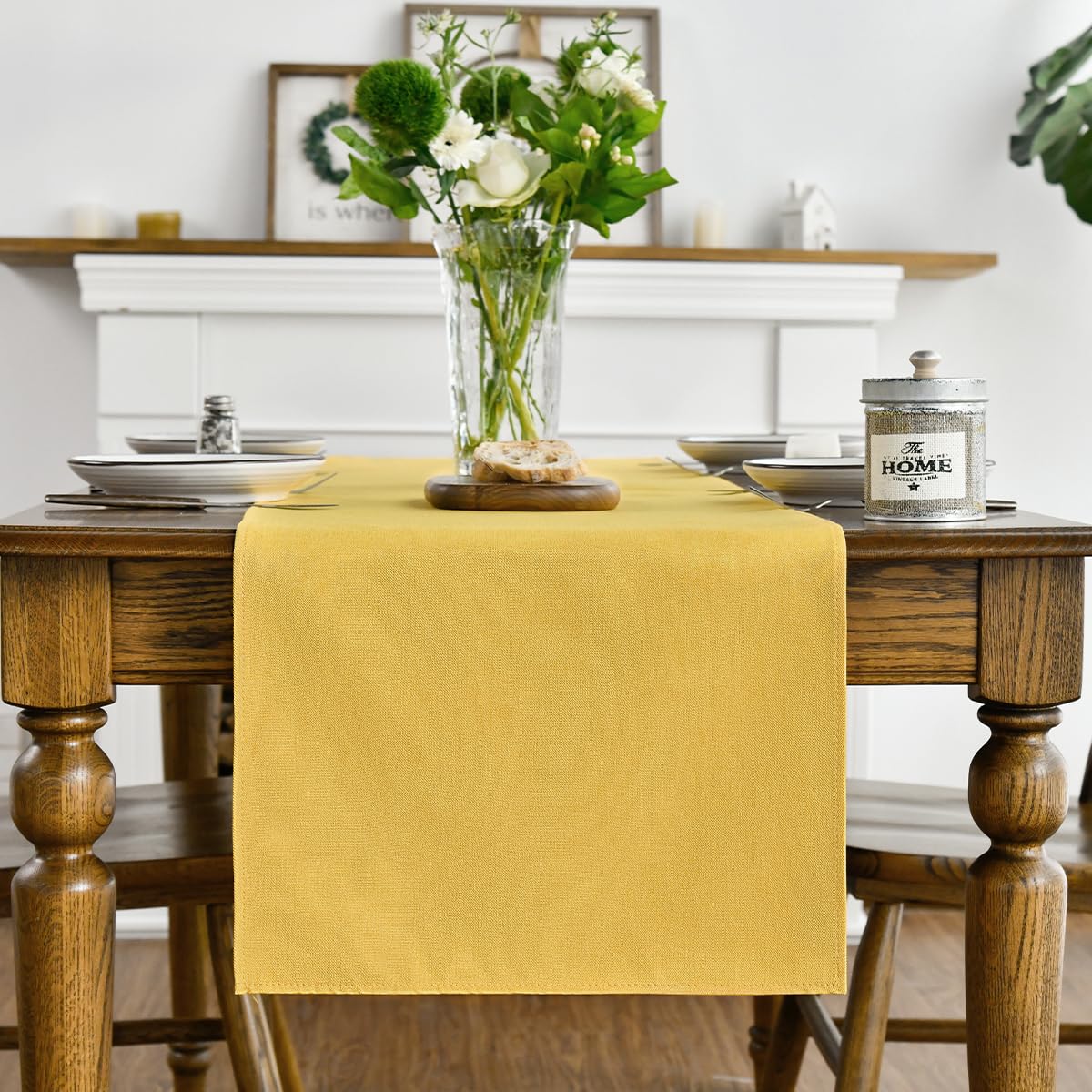 Artoid Mode Yellow Table Runner rolled on a table ready for dining