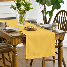 Artoid Mode Yellow Table Runner spread across dining table for everyday meals