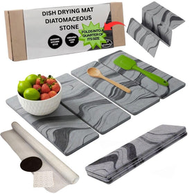 ArtoZariA foldable stone drying mat on a kitchen counter speeds evaporation of water.
