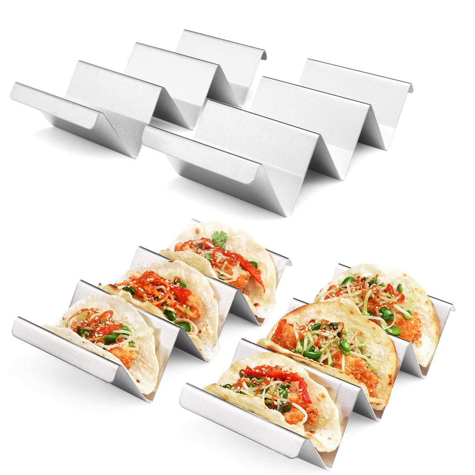 ARTTHOME taco holders 4-pack assembled, sturdy stainless steel keeps tacos upright.