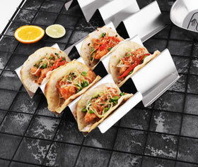 ARTTHOME taco stand safe for oven and grill heat, convenient serving.