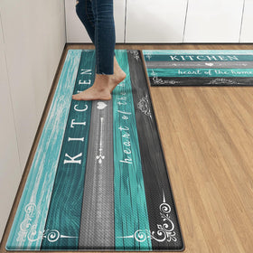 Arttown Teal Farmhouse kitchen mat set 2pc for comfortable standing