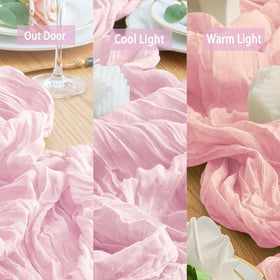 Arucxlzq 35x120-inch gauze table runner in soft pink for dessert displays