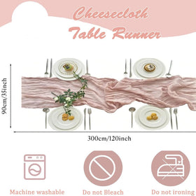 Arucxlzq 35x120-inch gauze runner ideal for banquet tables.