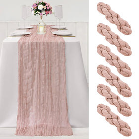 Arucxlzq dusty pink gauze table runner 10ft adds soft romantic texture for any setting.