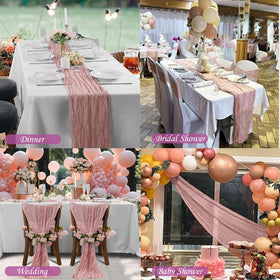 Arucxlzq easy-care gauze table runner machine washable for reuse.