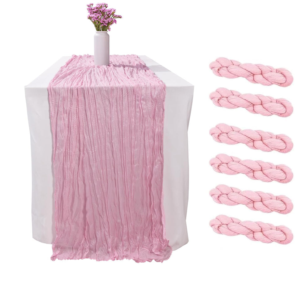 Arucxlzq light pink gauze table runner adds soft romance to a wedding table