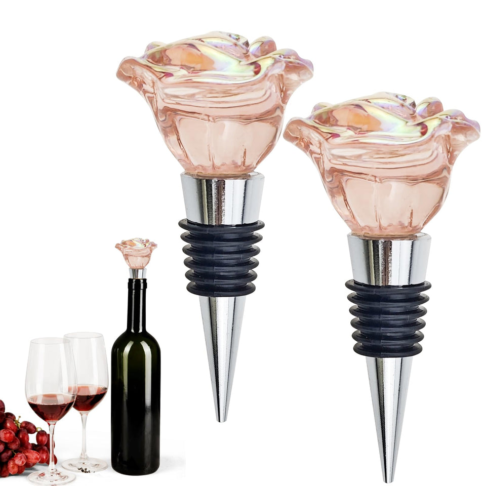 Arvintas rose wine stoppers 2-pack, front view preserves wine freshness between pours.