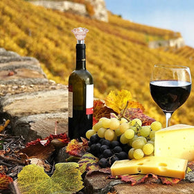Arvintas wine stoppers wedding favor display suggests elegant celebration.