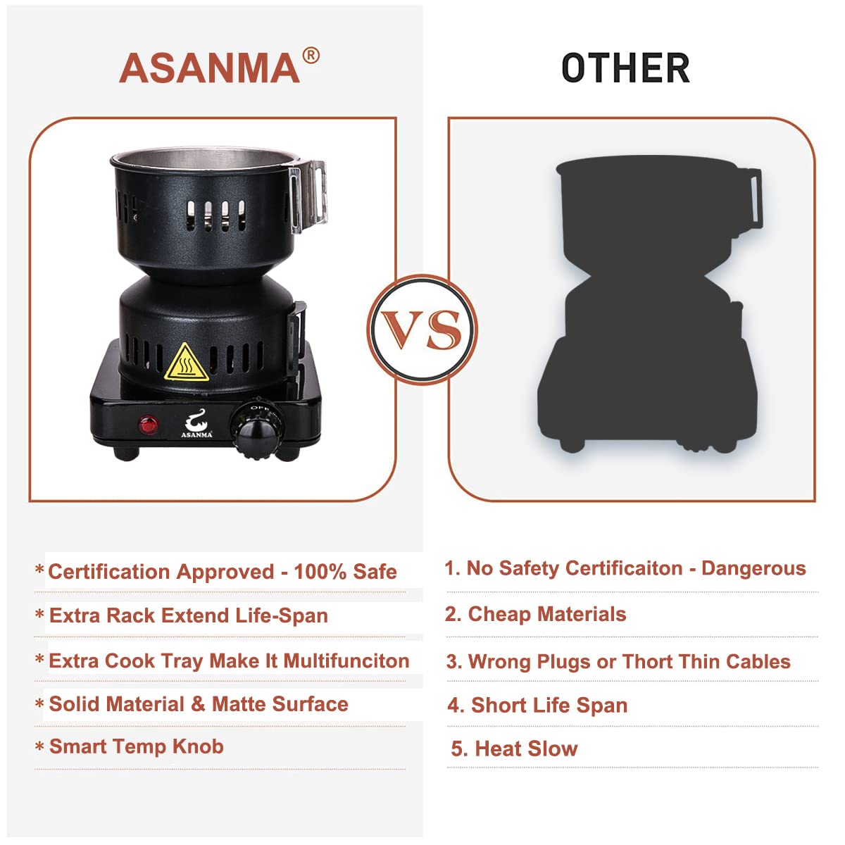 ASANMA ETL electric stove compact design fits small kitchens