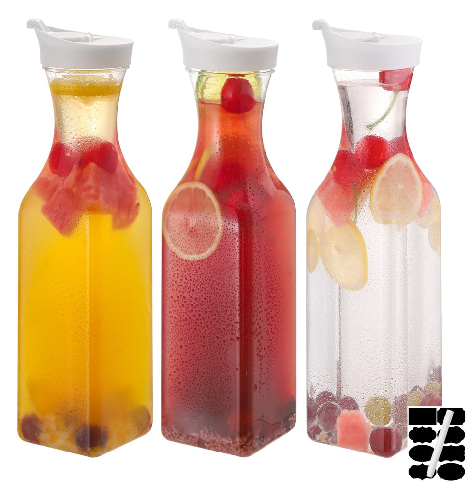 ASANMEYO 3-pack 50oz carafes with clear PET plastic for easy beverage viewing