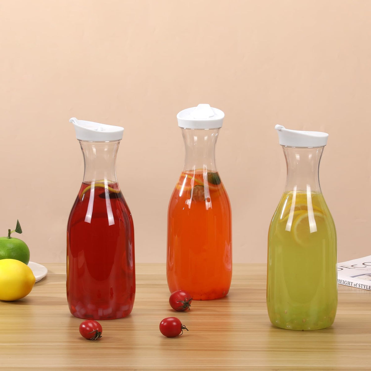 ASANMEYO clear PET carafe shows contents clearly for fresh-tasting drinks.