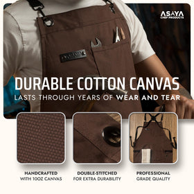 Asaya apron with bottle opener and hand towel for quick access
