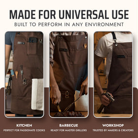 Asaya apron versatile for kitchen and outdoor grilling