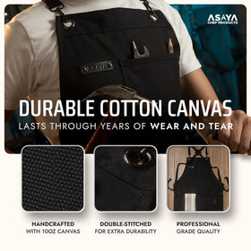 Asaya apron pockets close-up highlighting tool and phone storage for quick access