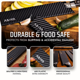 Asaya BPA-free ABS knife covers with soft felt lining for blade safety.