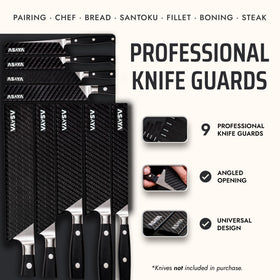 Asaya BPA-free ABS plastic covers keep knives safe and food-contact friendly.