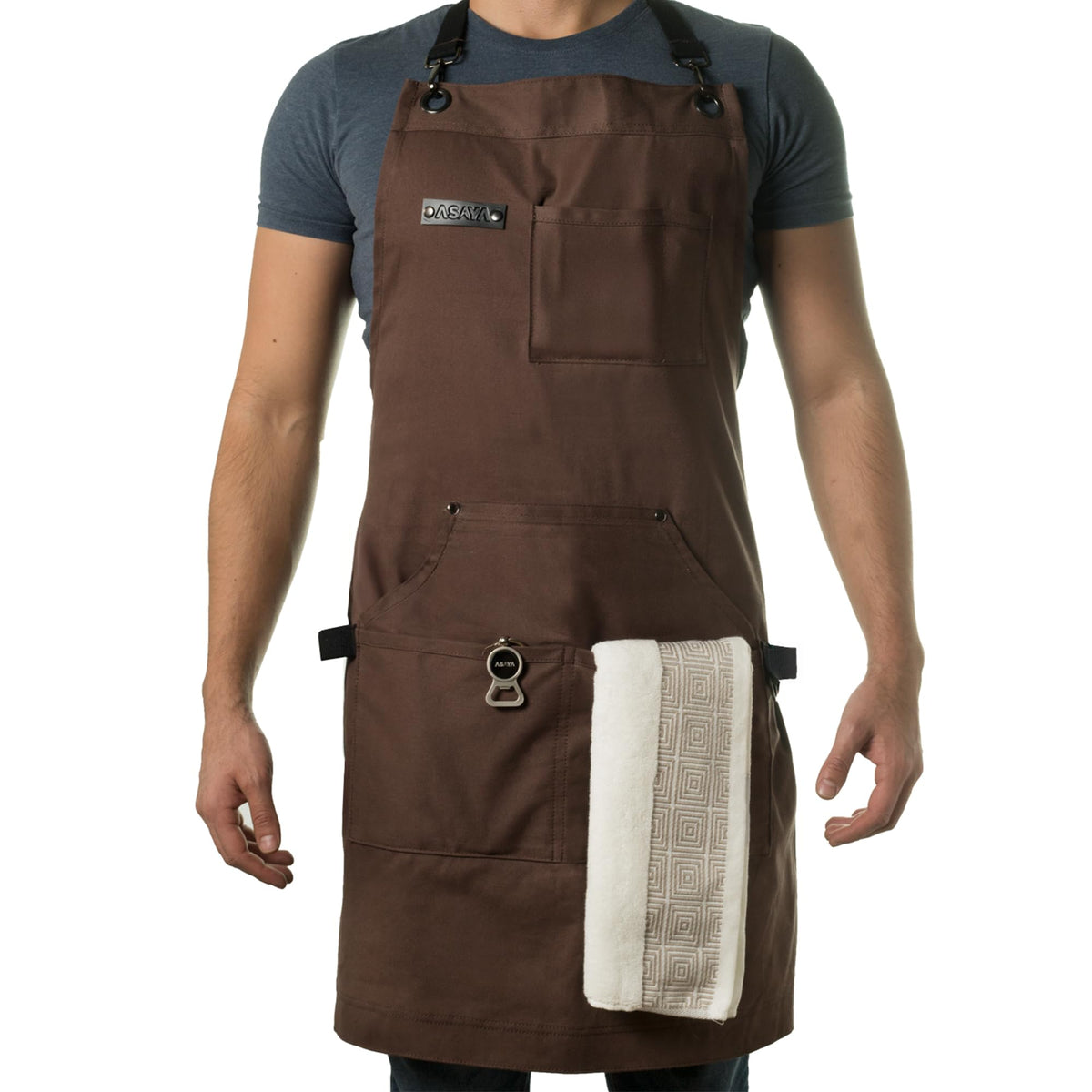 Asaya chef apron cross-back design for comfortable all-day wear
