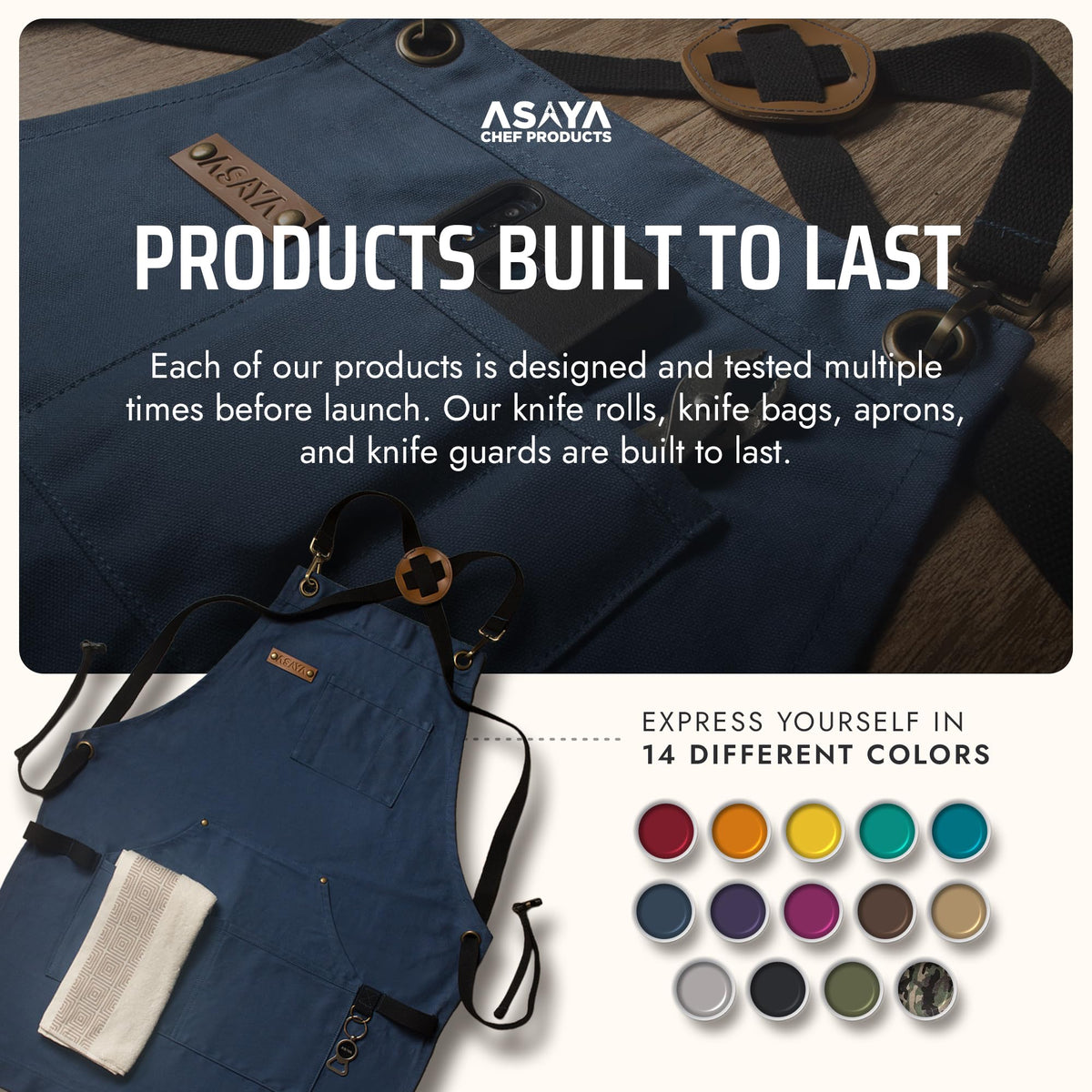 Asaya Apron leather accents add rugged style and durability