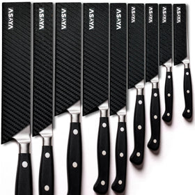 Asaya knife edge guards 9-piece set protect blades during storage and transport.
