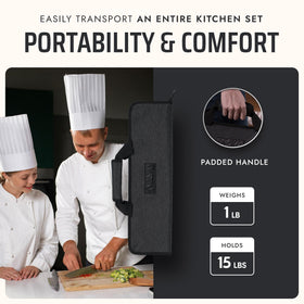 Asaya mesh pockets provide secure storage and quick access to utensils.