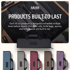 Asaya travel-friendly design with reinforced handle supports chefs on the move.