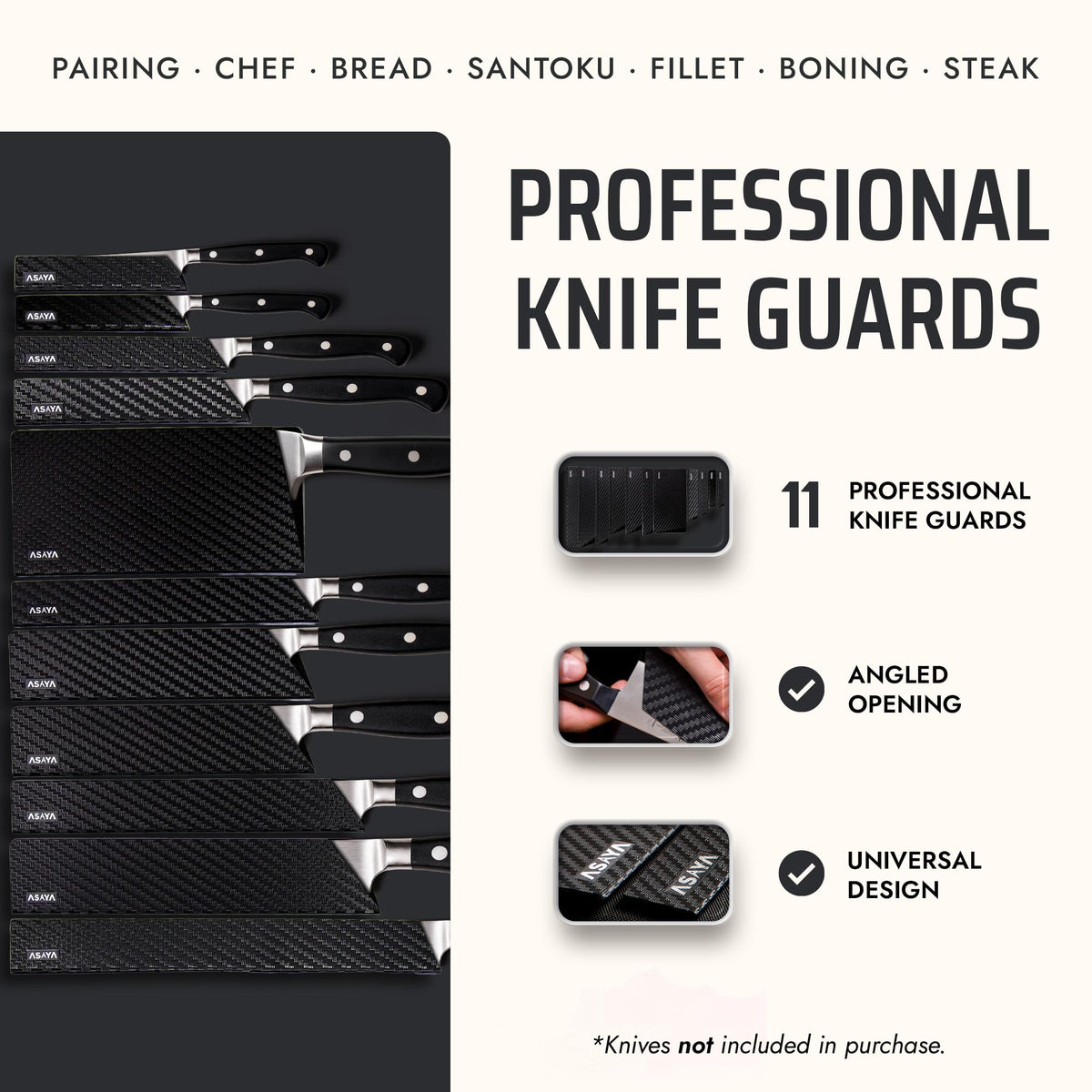 Asaya universal edge guards with angled opening fit various handles.