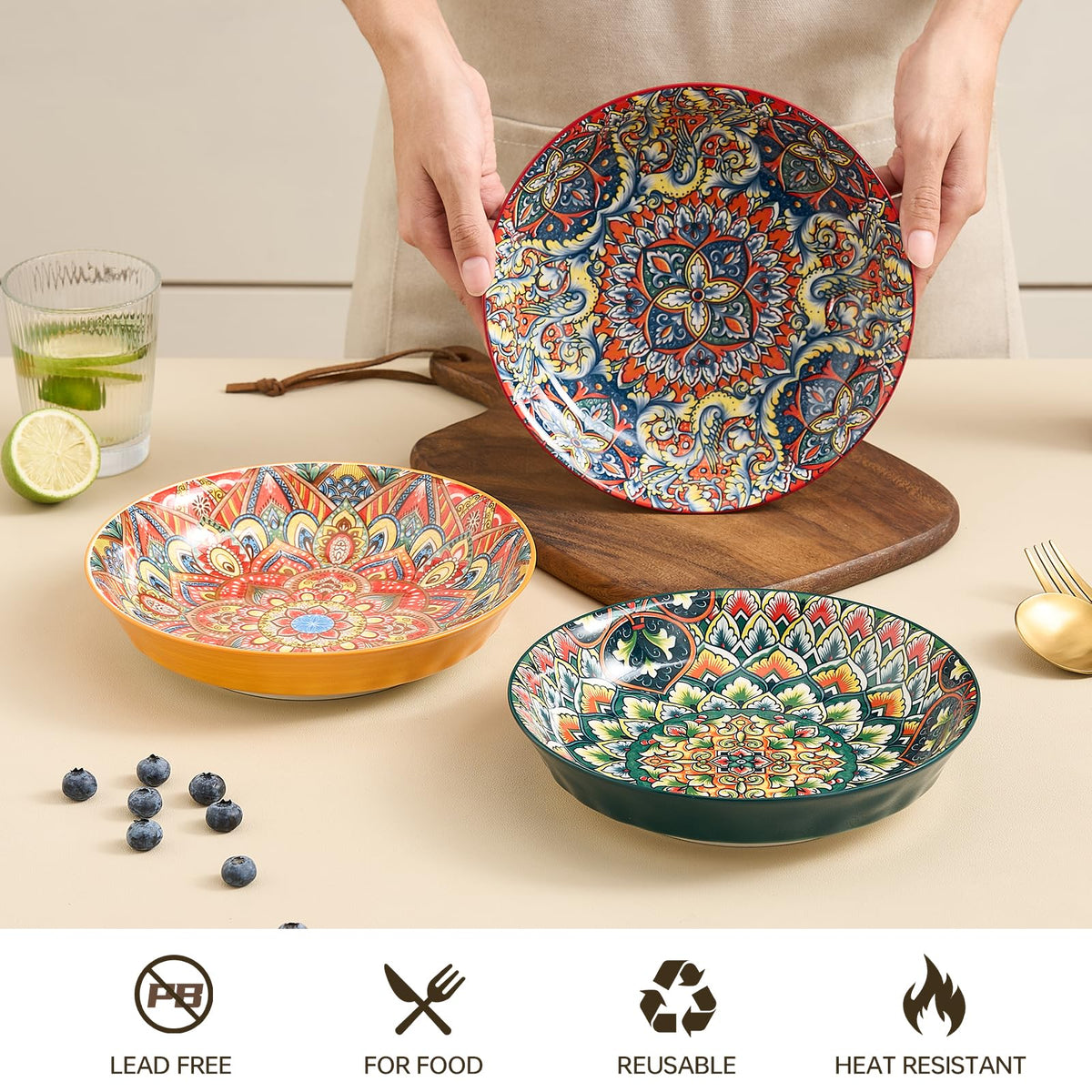 ASBEFORE 30 oz bowls ideal for pasta and hearty dishes