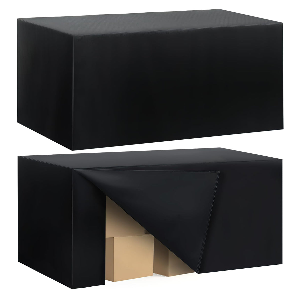Ascoza 2-pack fitted tablecloth for 6ft black tables—sleek, durable, ideal for events.