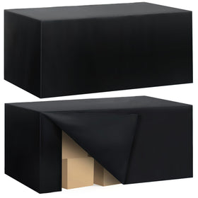 Ascoza 2-pack fitted tablecloth on an 8 ft black table, waterproof protection for events.