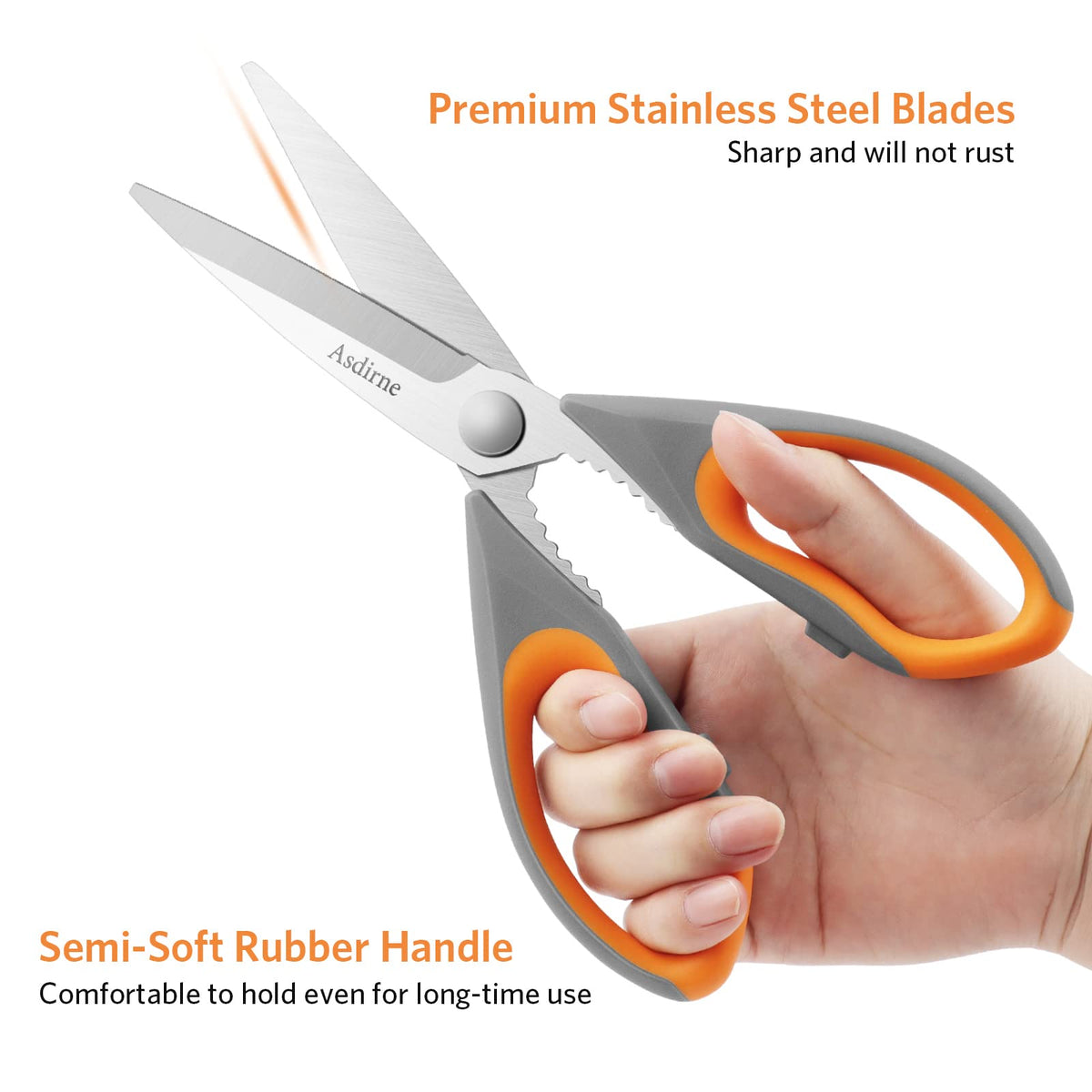 Asdirne stainless-steel blades stay sharp and rust-free for long-lasting use.