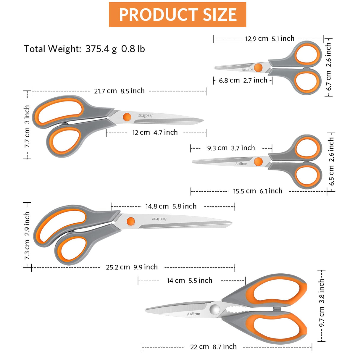 Asdirne TPR ergonomic handle provides comfortable grip during prolonged kitchen prep.