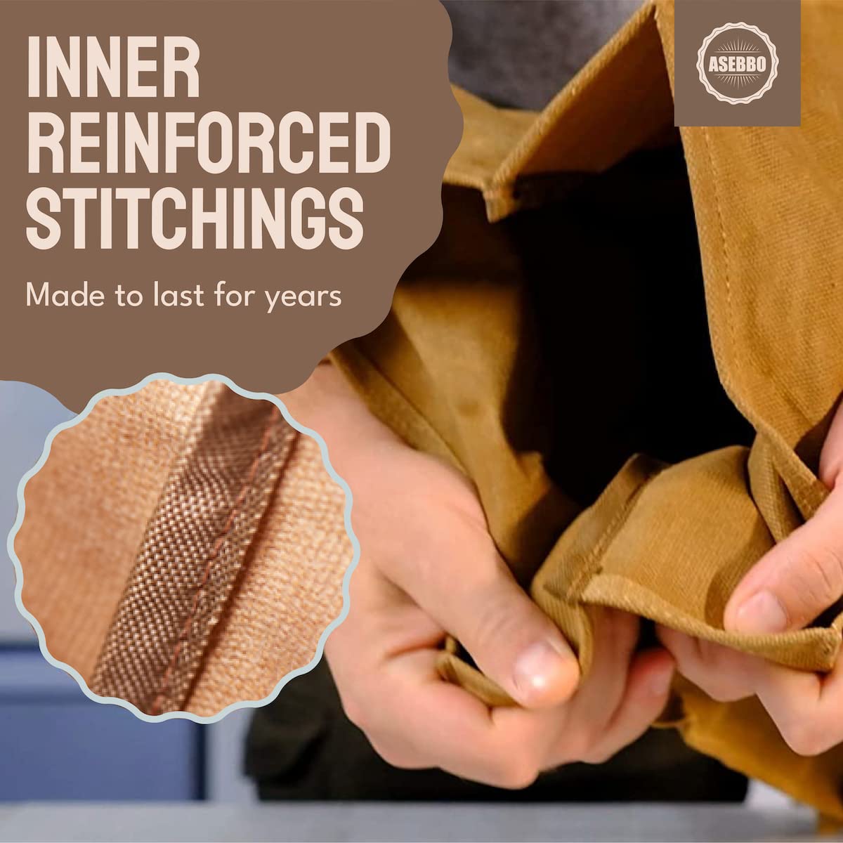 ASEBBO waxed canvas lunch bag insulation view, keeps food fresh.