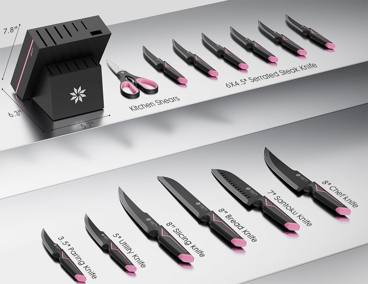 ASETY 8-inch chef’s knife shown for versatile dicing and slicing tasks