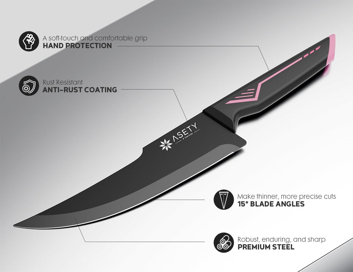 ASETY knife block with sharpener detail highlighting built-in maintenance feature