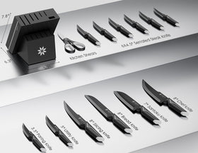 ASETY knife set with black blades and white handles for modern style