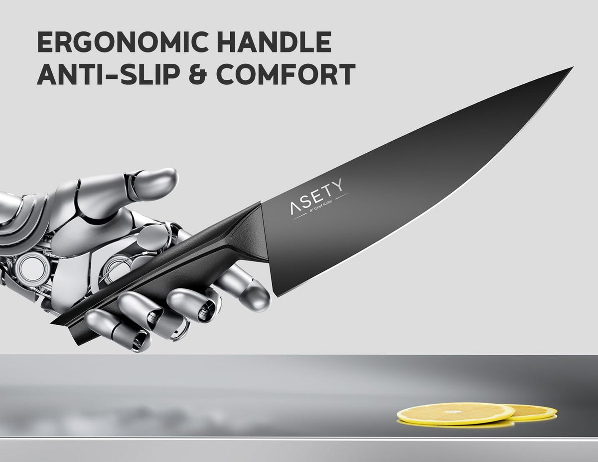 ASETY 4.5 inch serrated steak knives deliver clean cuts.