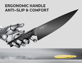 ASETY 4.5 inch serrated steak knives deliver clean cuts.