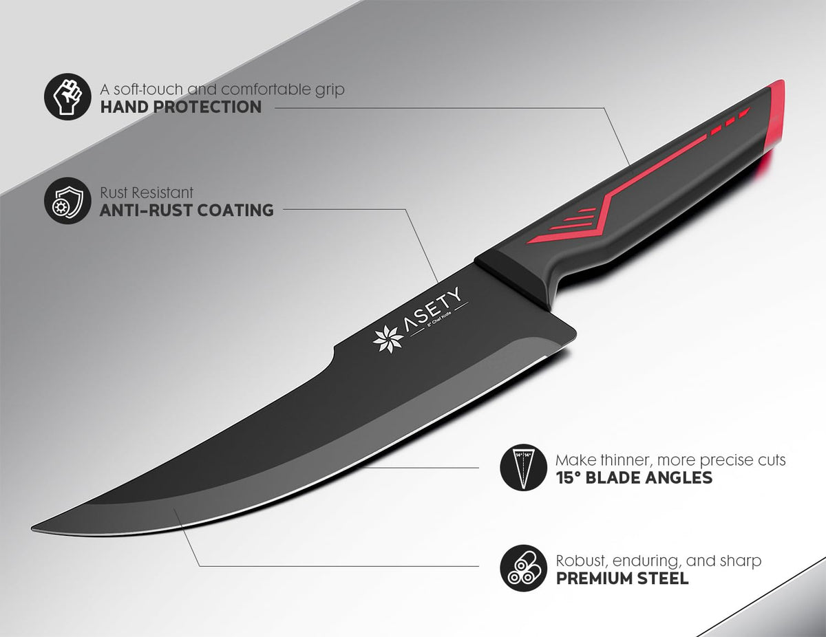 ASETY stainless steel blades gleam for clean, professional prep