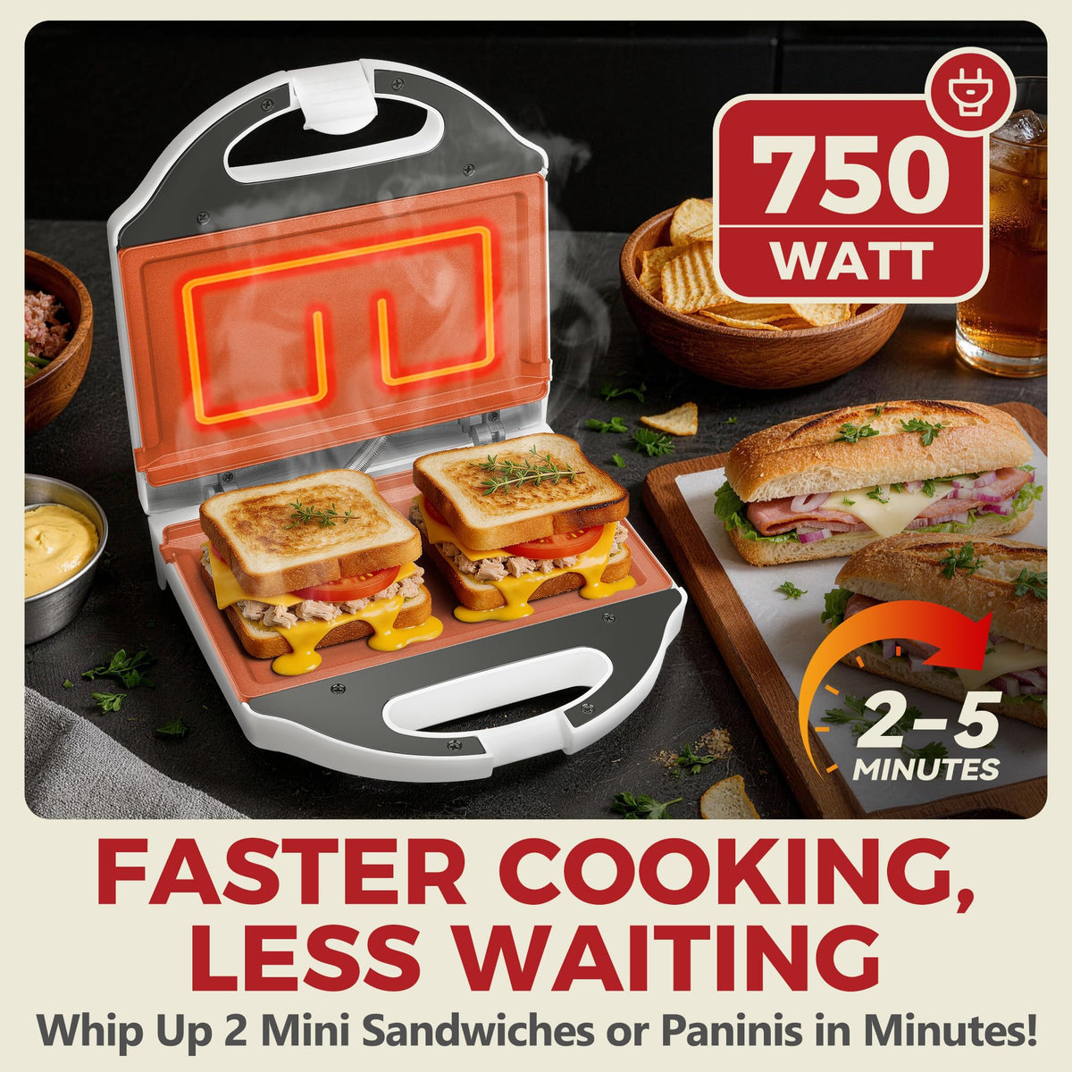 AshGlen 2-slice sandwich maker grilling for quick breakfasts