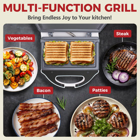 Two sandwiches cooking at once on AshGlen mini panini press