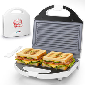 AshGlen Ceramic Mini Panini Press outer view showing compact white design for small kitchens