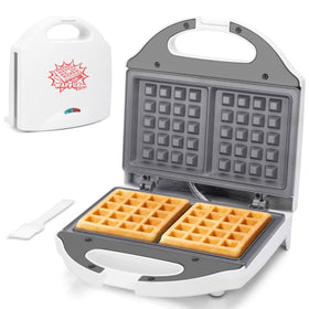 AshGlen ceramic mini waffle maker bakes two quick waffles for busy mornings.