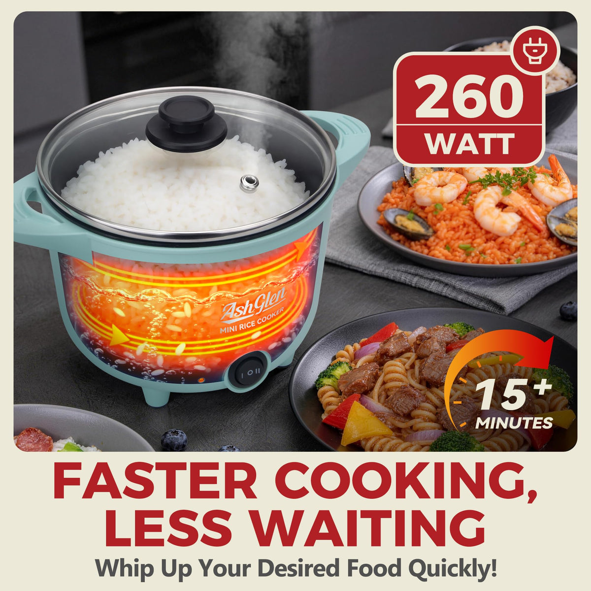 AshGlen ceramic non-stick surface close-up highlights easy cleanup.