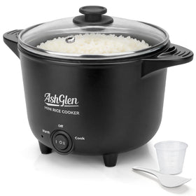 AshGlen small rice cooker in graphite ready for solo meals on your counter.