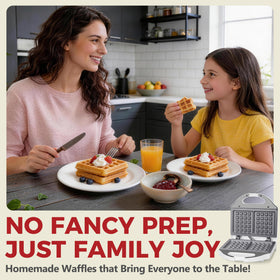 AshGlen two waffle breakfast maker heats fast for quick mornings.
