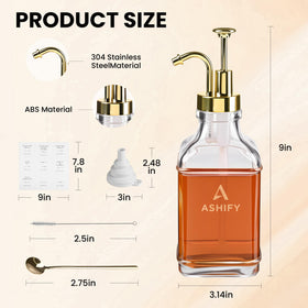ASHIFY glass syrup dispenser displayed on a stylish coffee bar
