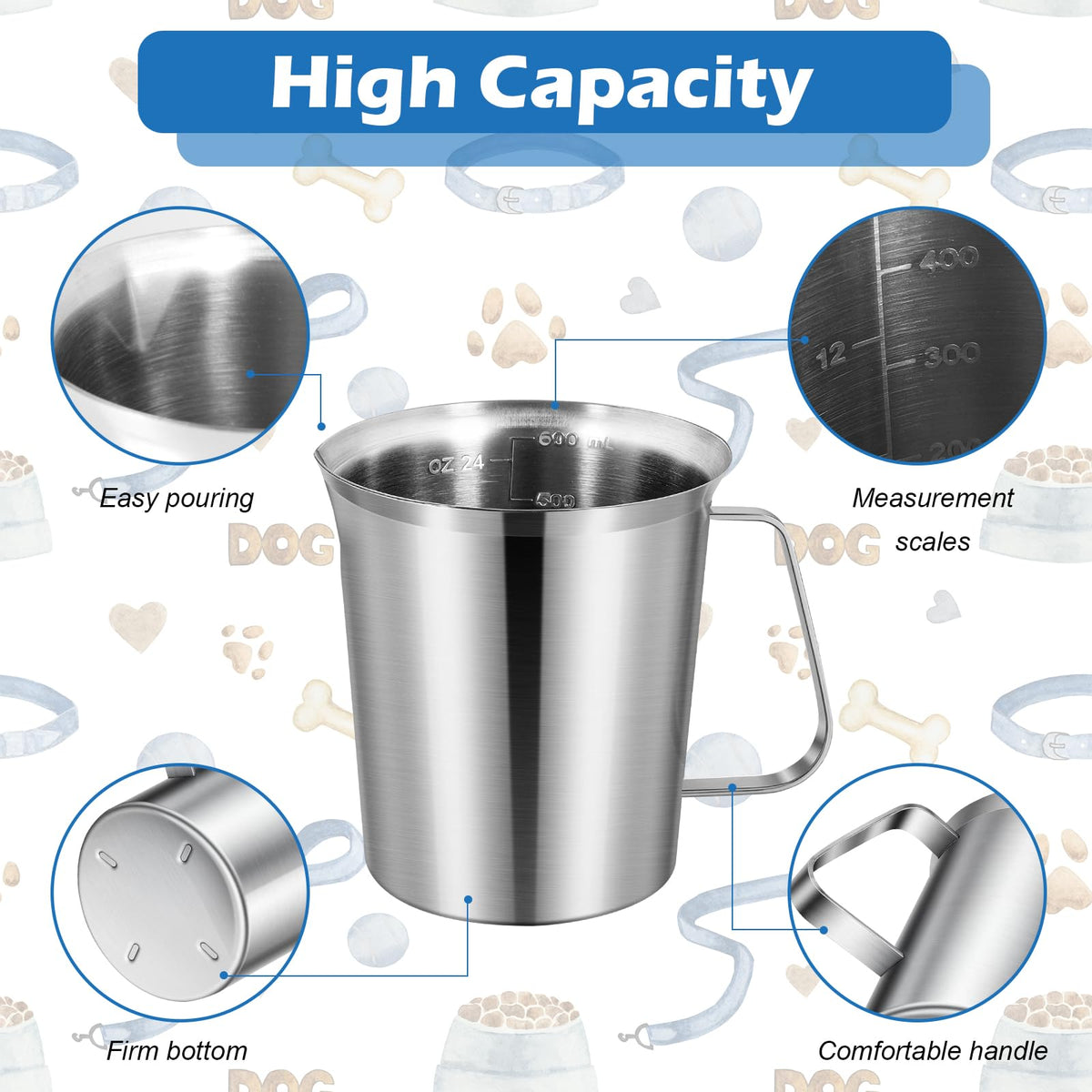 Ashmacdo engraved measurements in ounces and liters for precise portioning.