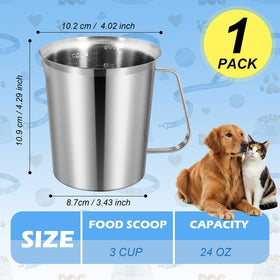 Ashmacdo 304 stainless steel scoop shown for durability during daily pet meals.
